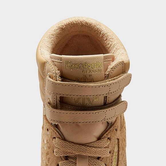 Brand new Reebok Freestyle Hi 5411 LTD Women Casual Shoe Brand new Beige/GOLD - Picture 3 of 6